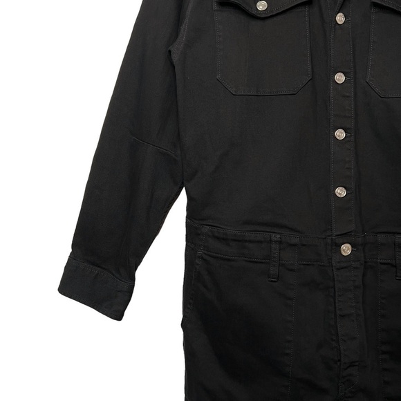Current Elliot Black Shortall Denim Long Sleeve Collared Women’s Romper Sz 4 - Picture 6 of 13